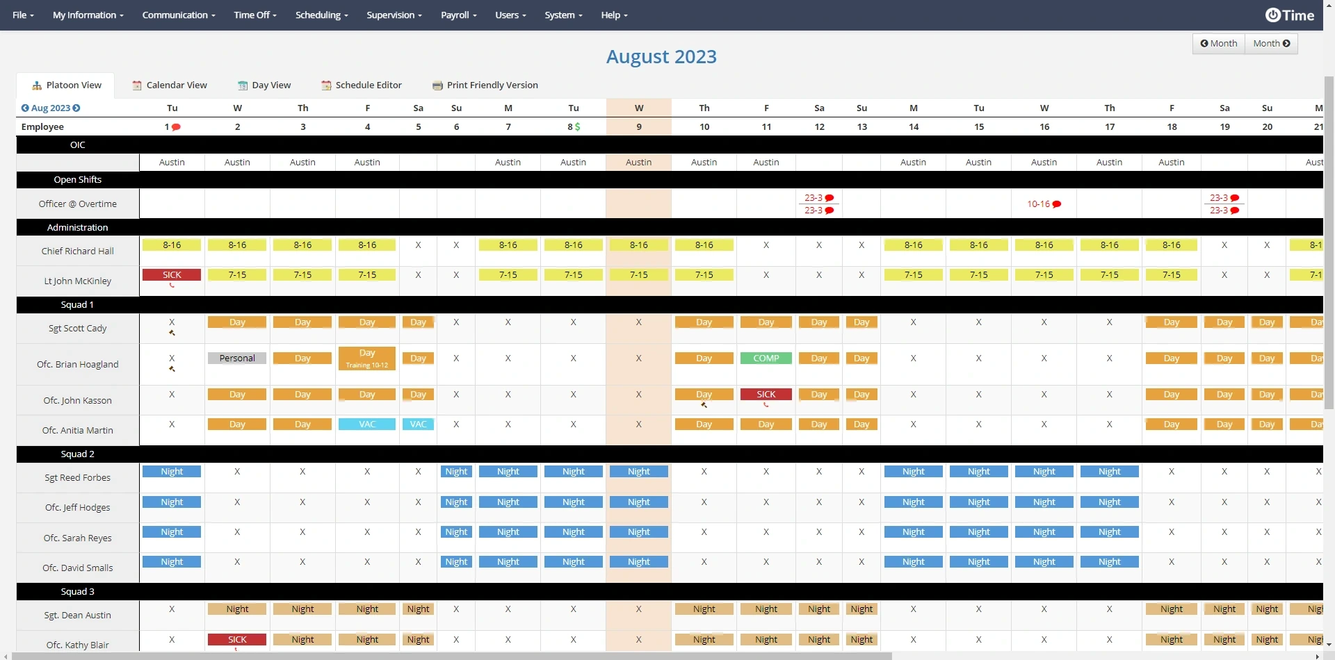 PowerTime by NEOGOV agency-wide scheduling interface, shown as official product context