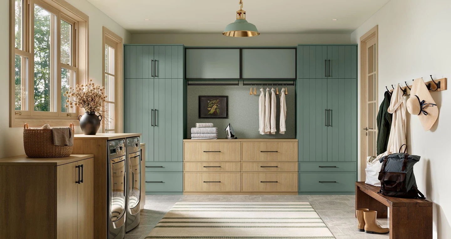 Entryway storage in the Desert Agave finish